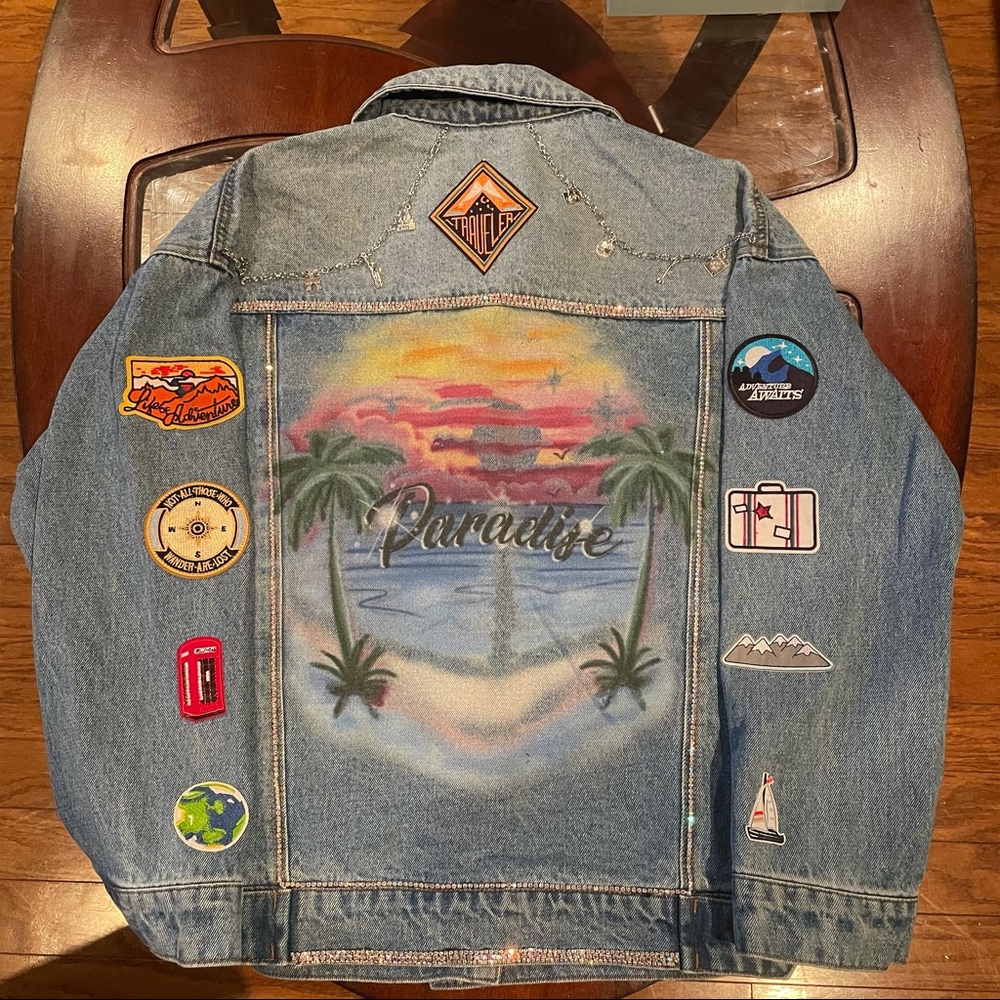 Rhinestone travel jean jacket